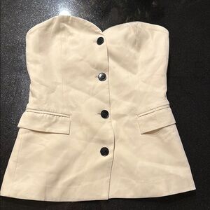 Commense Cream Strapless Sheath Dress